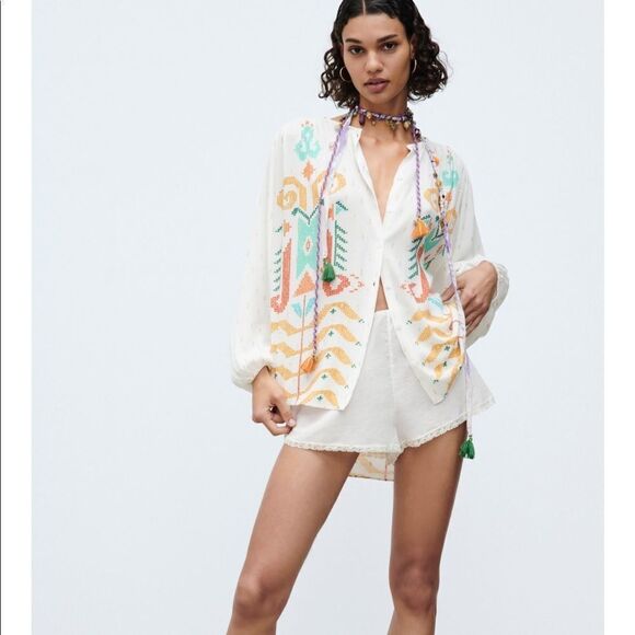 Zara boho printed blouse - Picture 2 of 8